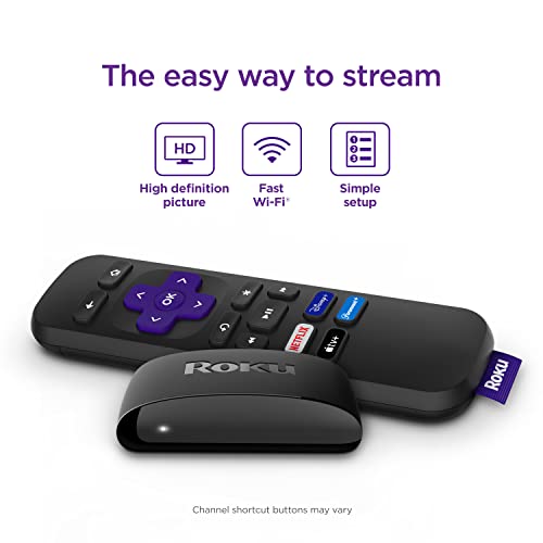 ROKU - Dispositivo de transmisión HD Express (Nuevo, 2022) con Cable HDMI de Alta Velocidad y Control Remoto Simple, configuración guiada y Wi-Fi rápido